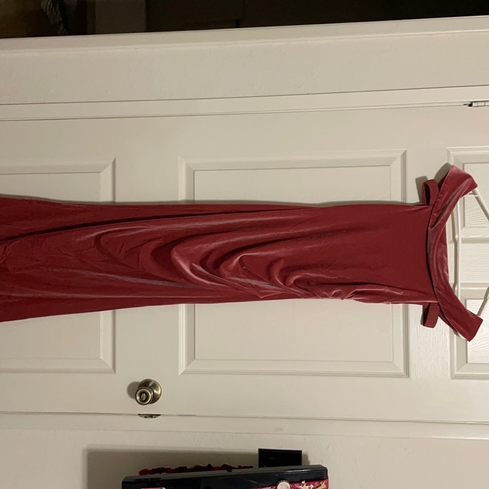 Velvet long dress salmon color